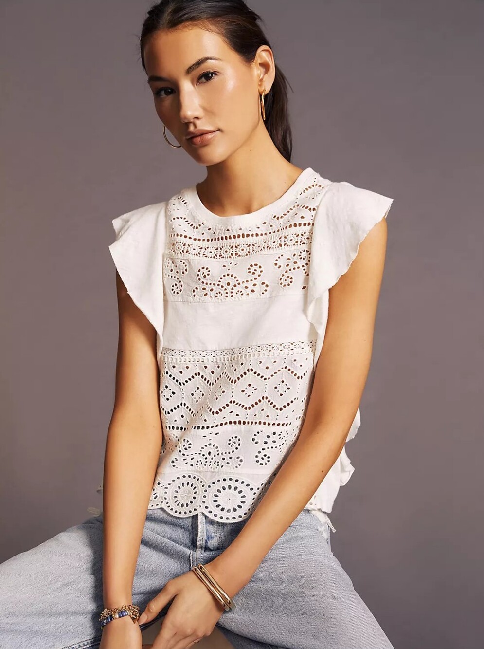 Anthropologie Sustainable Lace Tank Top